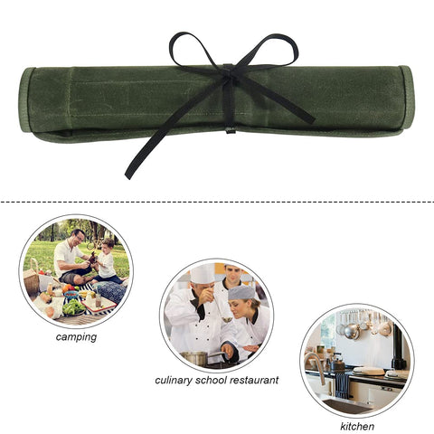 JOINDO knife roll bag green accommodates knives up to 14.5 inches for versatility.