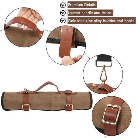 JOINDO Knife Roll leather handle adds premium feel and easy grip