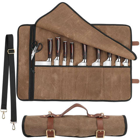 JOINDO Knife Roll with secure top flap for knife safety on the go