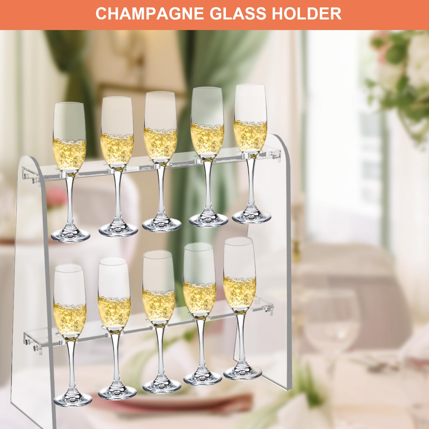 Joiooda champagne wall holder side-angle view, compact footprint for versatile spaces.