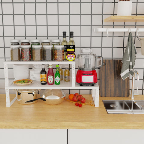 Jojocross expandable shelf side view highlights sturdy metal construction for reliable storage