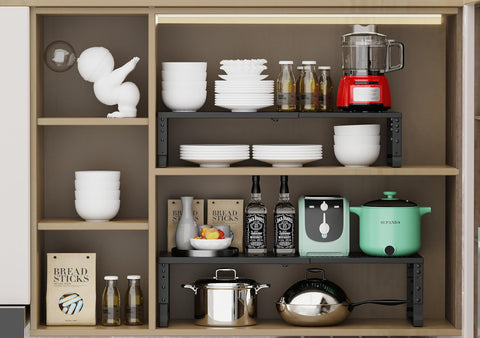 Jojocross multipurpose cabinet storage for plates, bowls, and snacks.