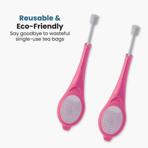 Jokari tea infuser in cup demonstrates compact fit for standard mugs.