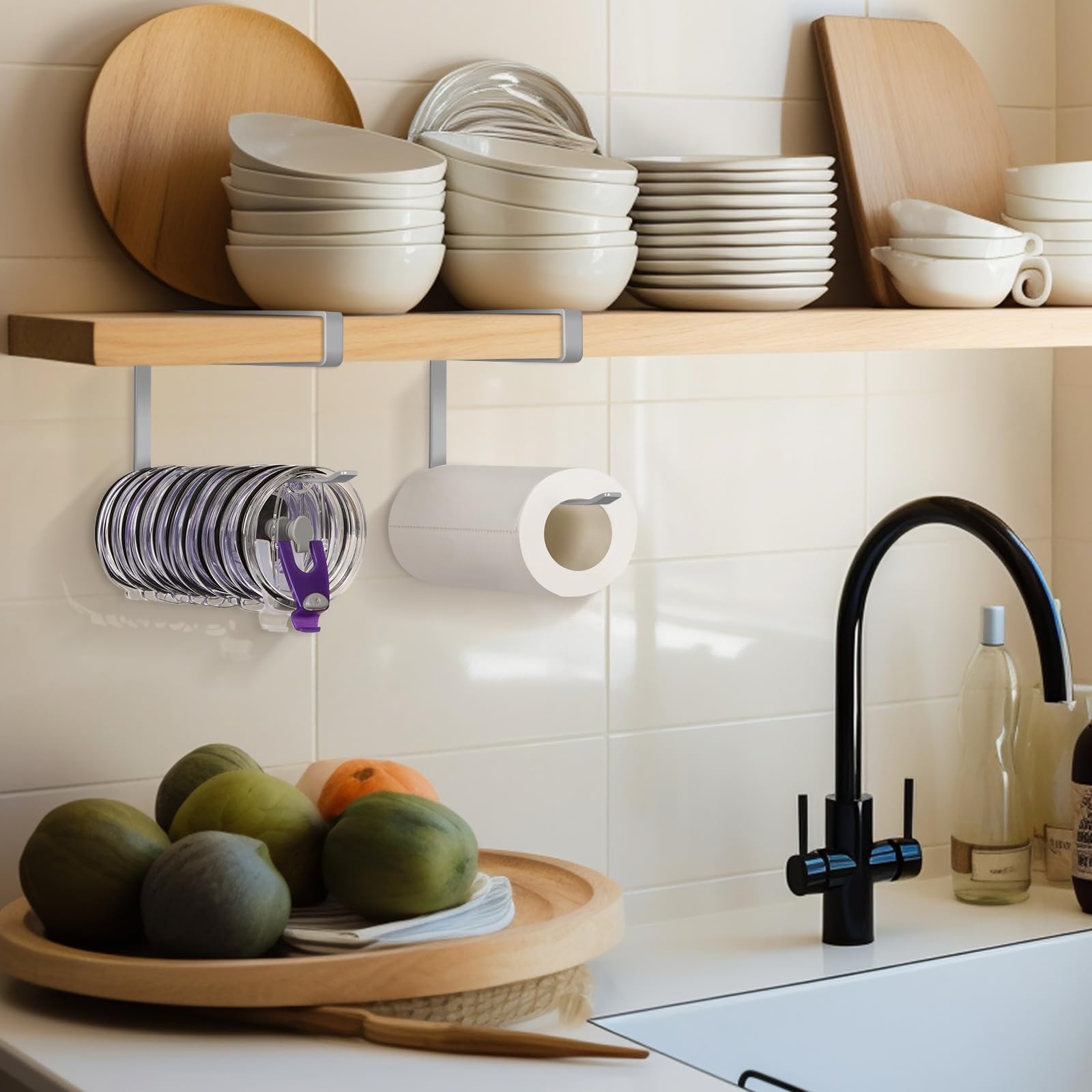 Jolensoy easy installation no-drill hook mounted on cabinet side.