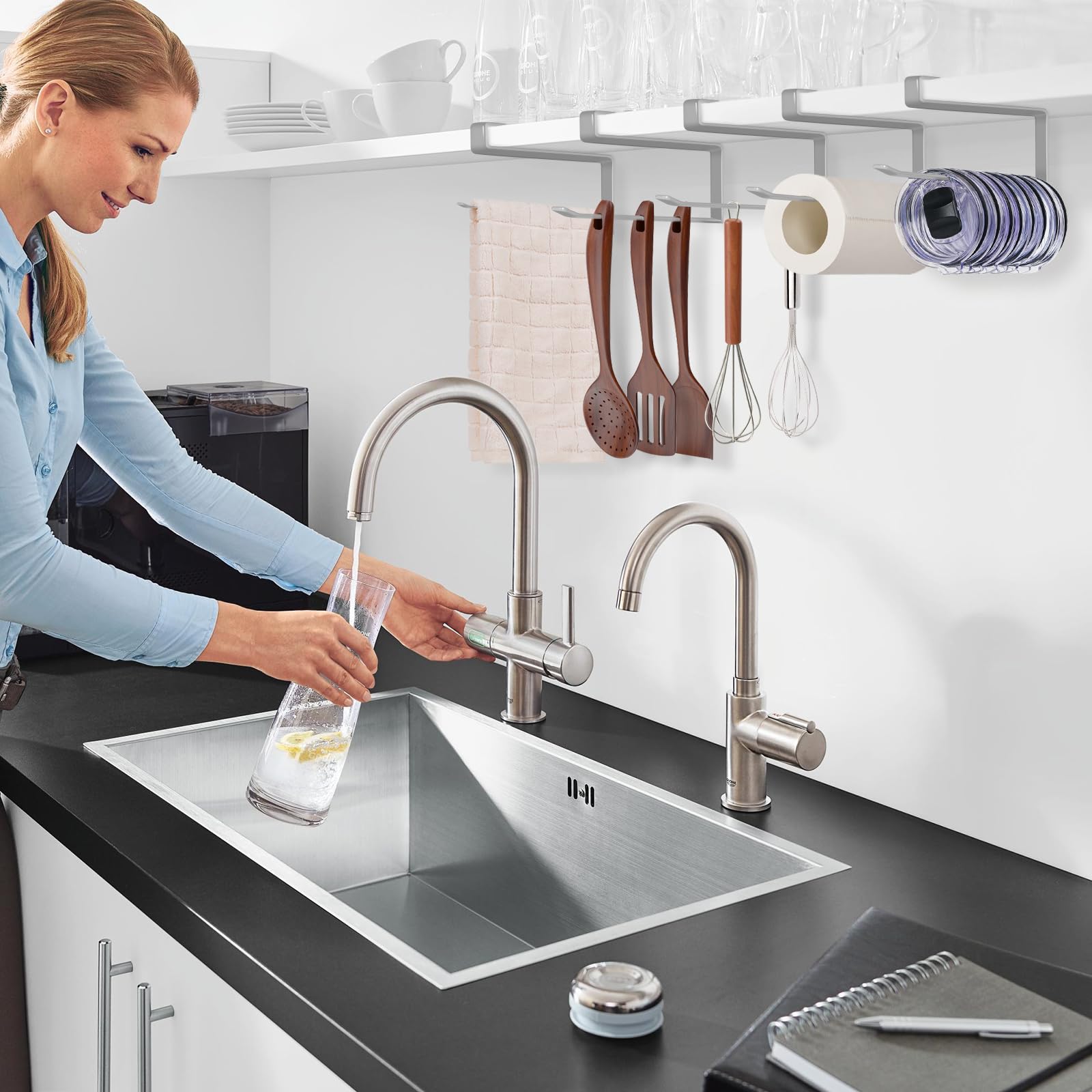 Jolensoy gray finish design complements modern kitchen decor.