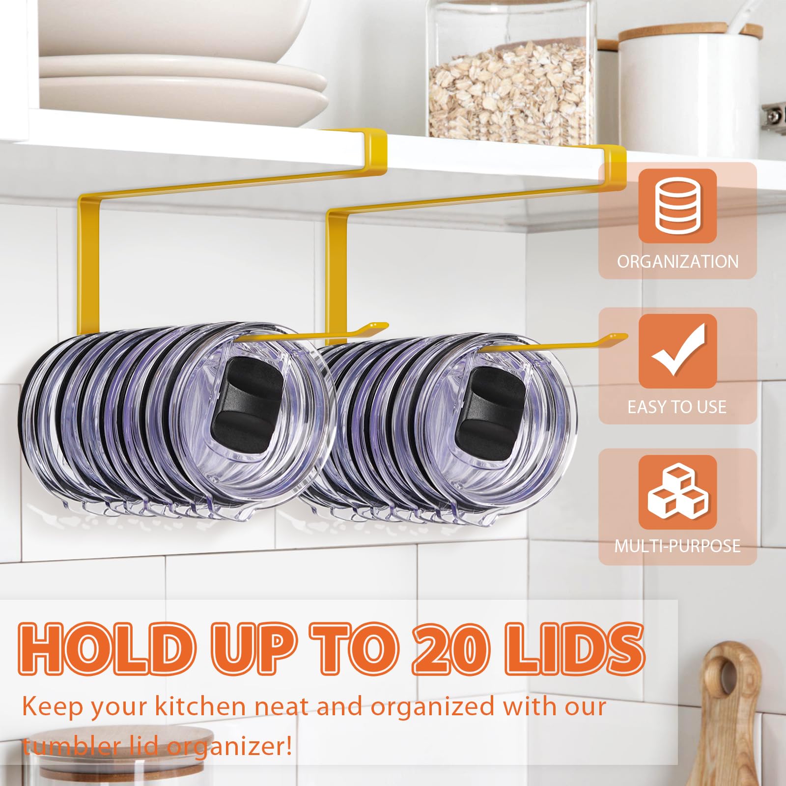Jolensoy rust-resistant lid storage hook securely holds lids in a compact shelf