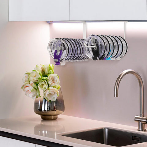 Jolensoy lid organizer doubles as storage for paper towels and bags.