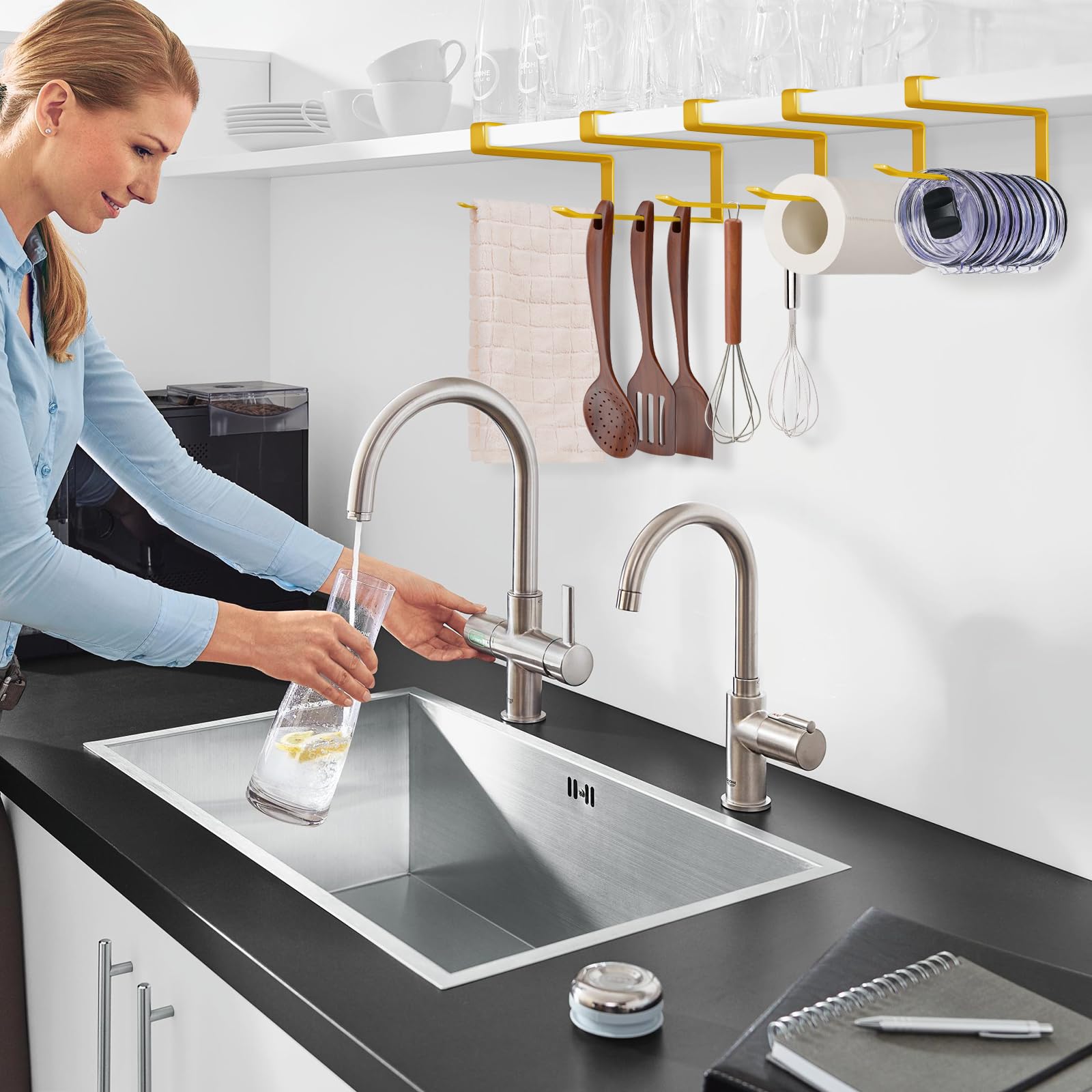 Jolensoy under-cabinet door-mount lid hook fits tight spaces