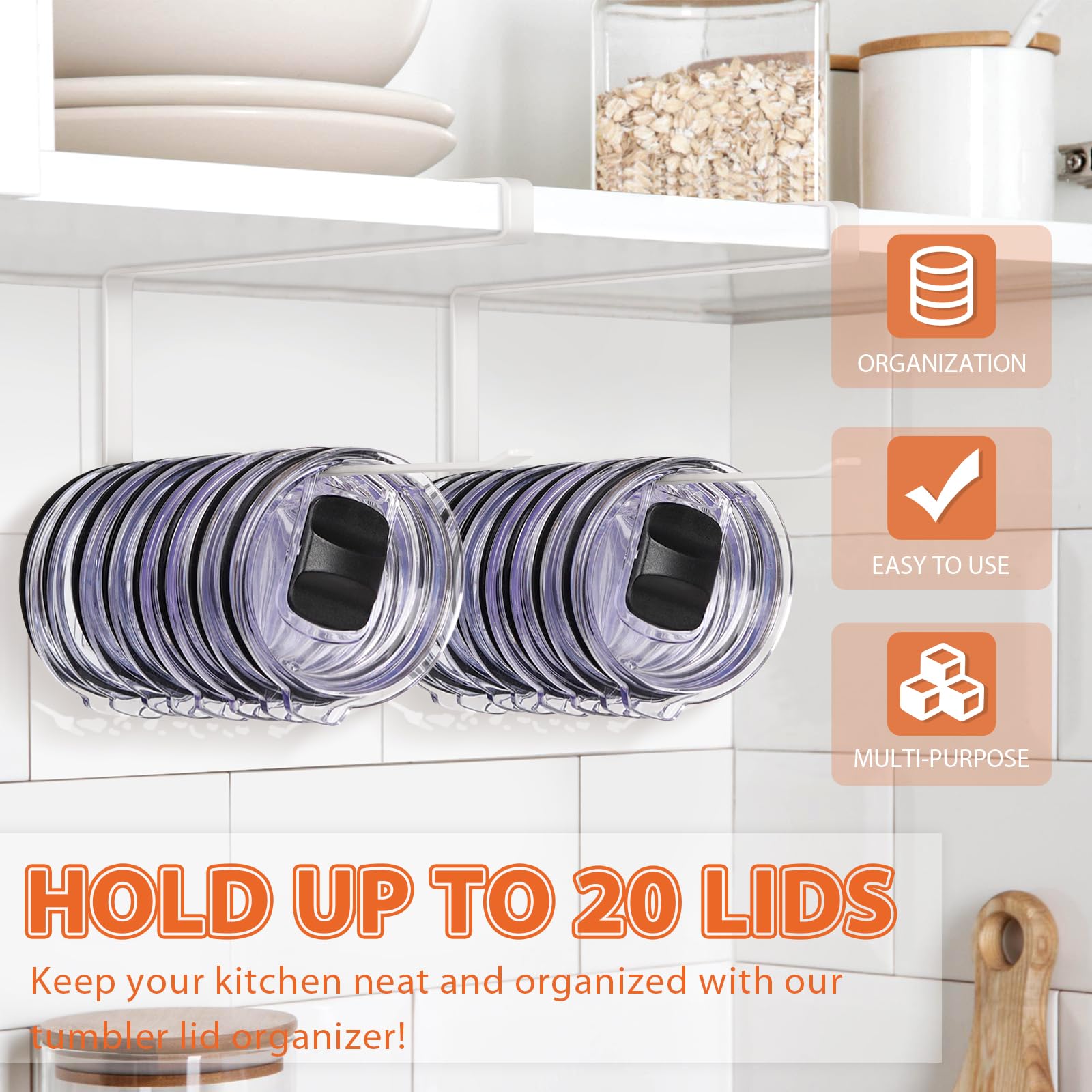 Jolensoy under-cabinet lid holder with anti-drop design keeps lids secure