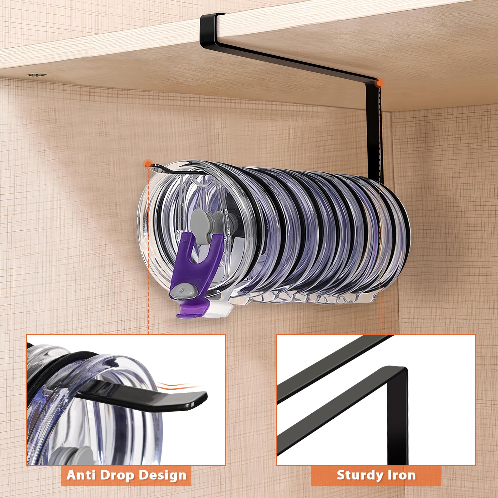 Jolensoy under-cabinet lid hook with anti-drop design prevents slips