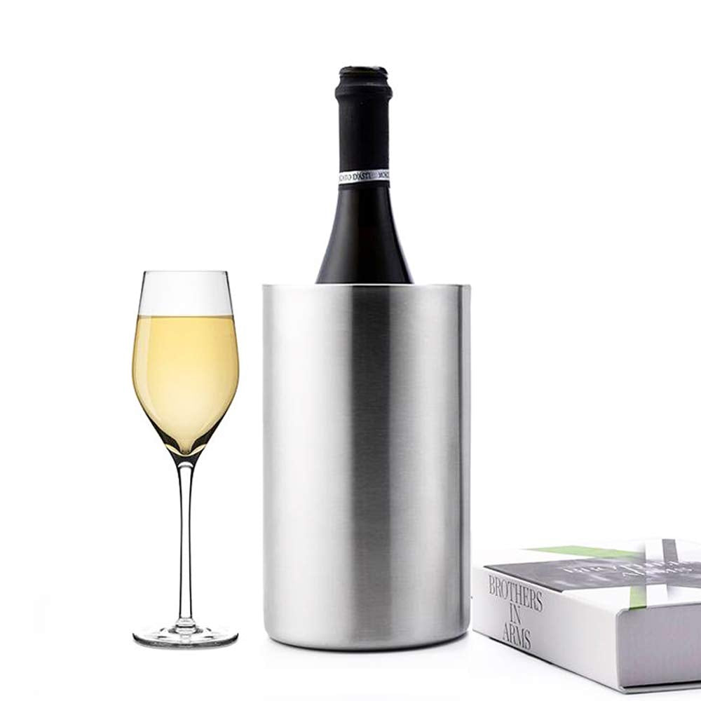 Jolitac wine chiller bucket requires no ice and keeps drinks cold.