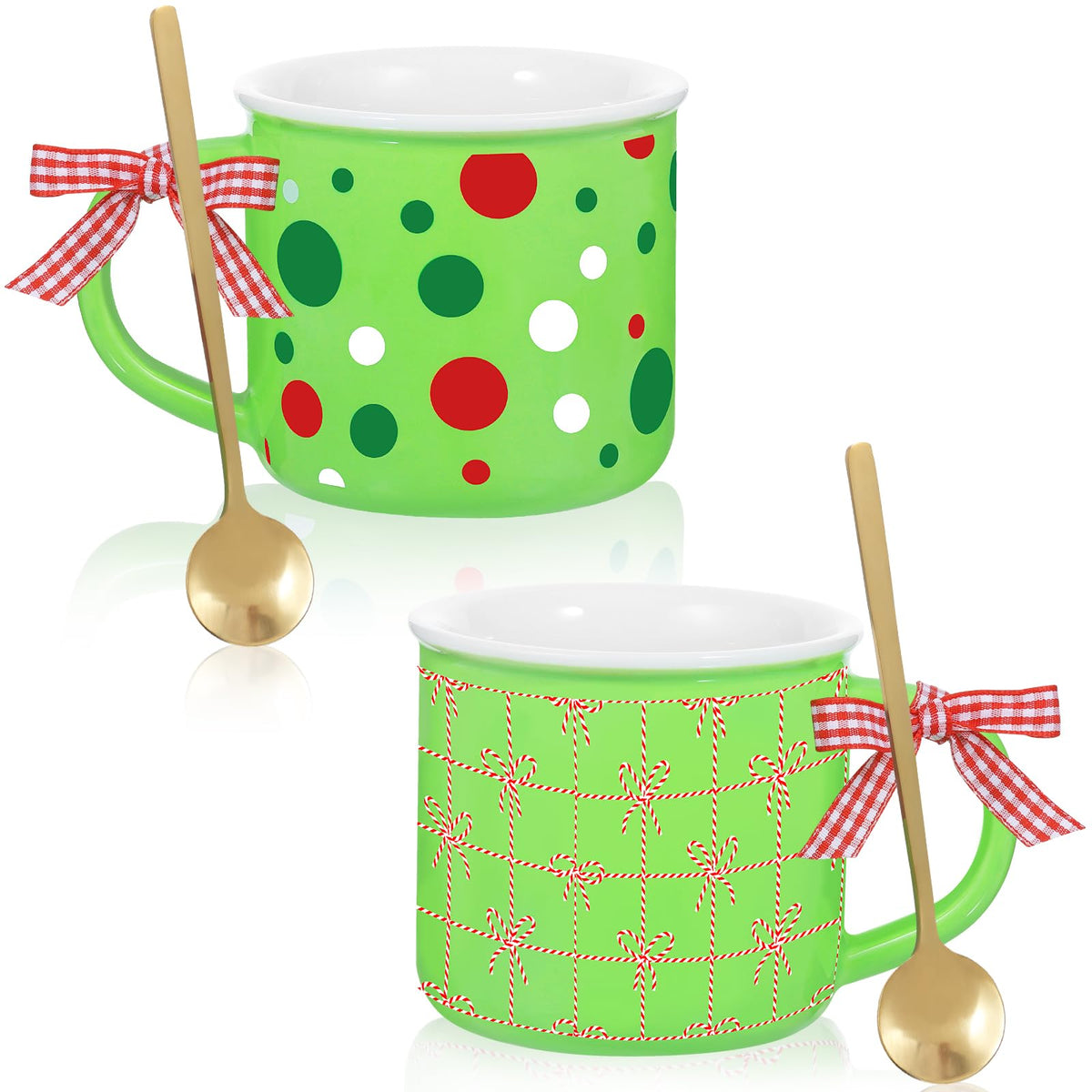 JolliKids funny Christmas mug set with festive polka dots for joyful drinks