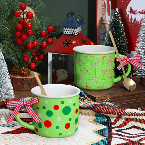 JolliKids red-green-white polka dot mug design enhancing holiday ambiance