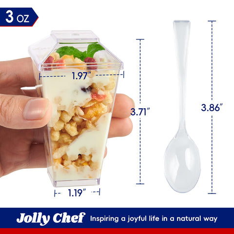 JOLLY CHEF 3oz dessert cups with lids keep desserts fresh and tidy