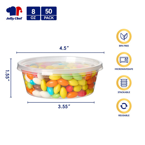 JOLLY CHEF 50-pack deli containers ready for meal prep and organization.