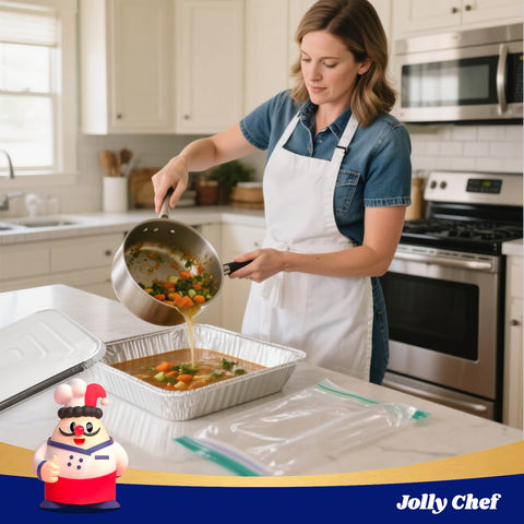 JOLLY CHEF stackable foil pan with lid for storage