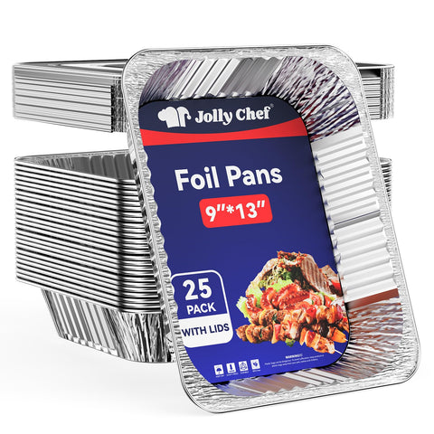 JOLLY CHEF 9x13 aluminum pan with lid closeup showing sturdy construction for transport
