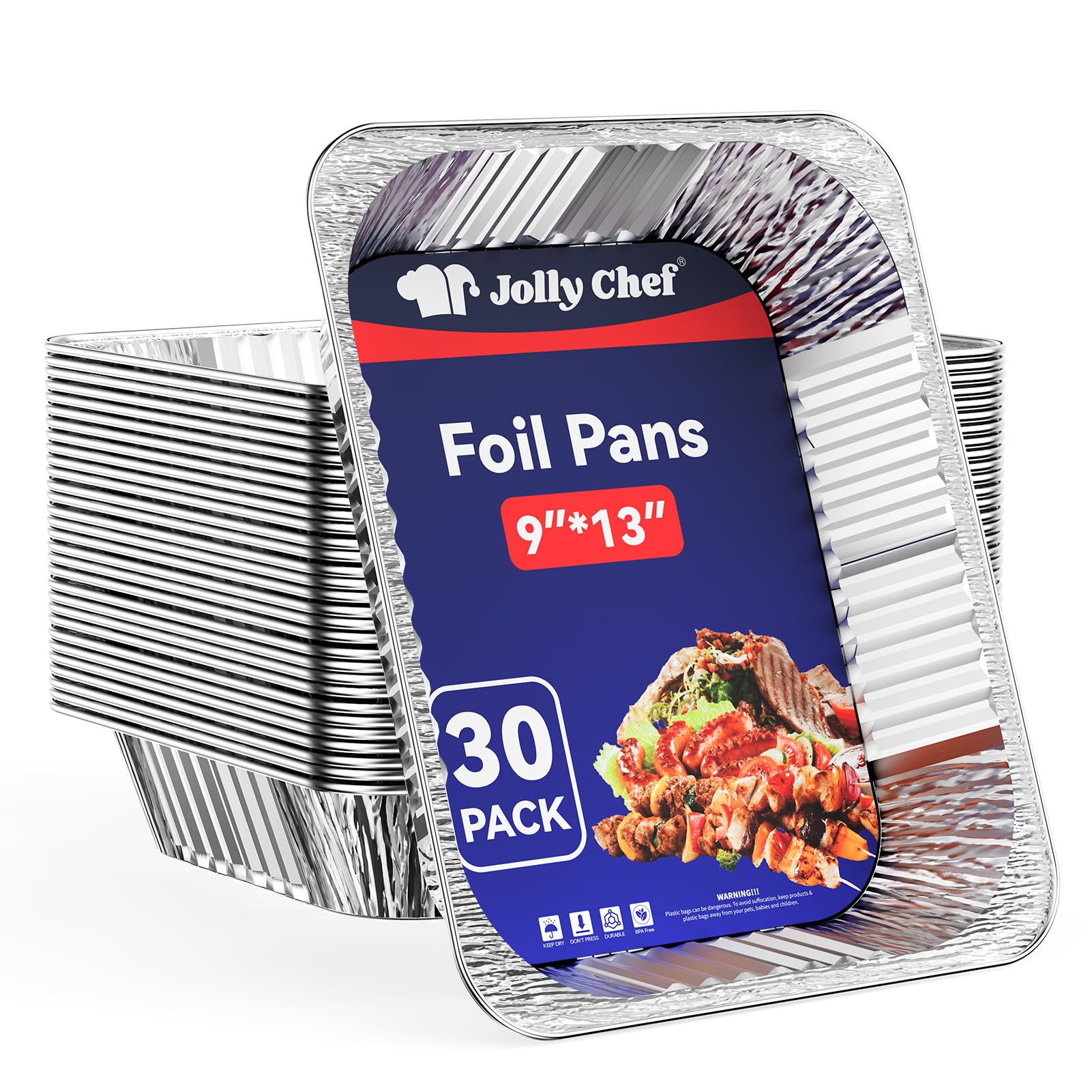 JOLLY CHEF 9x13 pan top view showing even heat distribution for roasting and easy serving.