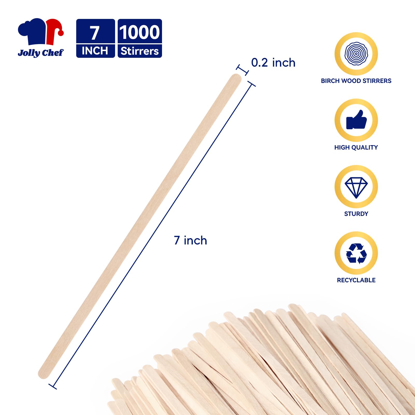 JOLLY CHEF birch wood stir sticks ideal for hot or cold beverages