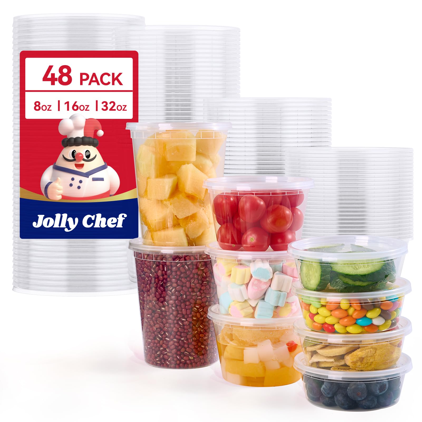 JOLLY CHEF 8oz deli container with clear lid for portion control and freshness