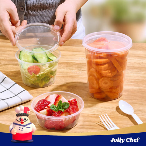 JOLLY CHEF stackable design saves cupboard space and keeps fridge tidy