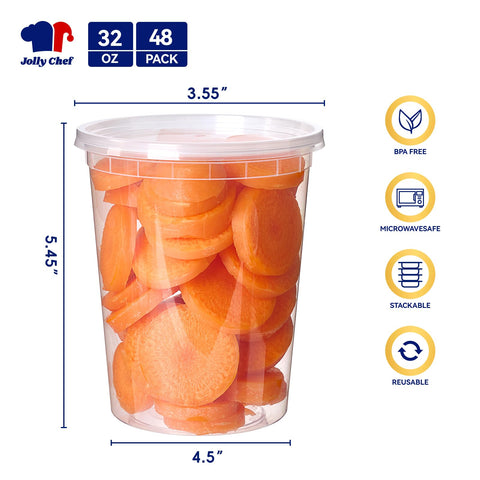 JOLLY CHEF 48-pack clear containers keep meals visible and ready.