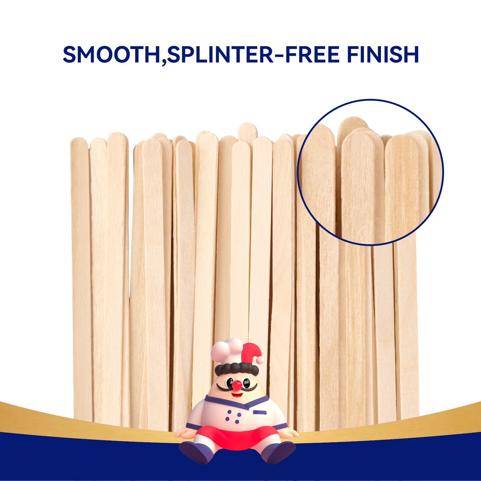 JOLLY CHEF natural uncoated birch stir sticks for eco-friendly use