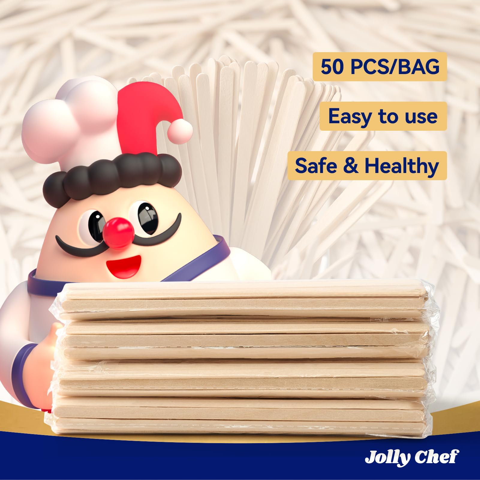 JOLLY CHEF sticks with a smooth surface designed for mess-free stirring