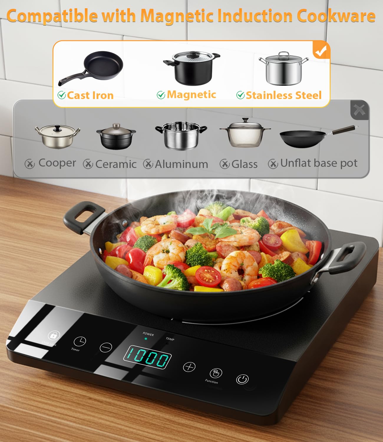 JollyOne ceramic glass surface stays cool to touch during operation.