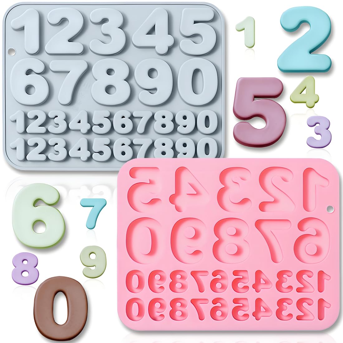 JOMIHONEY silicone numeral molds with 30 grids for precise digits