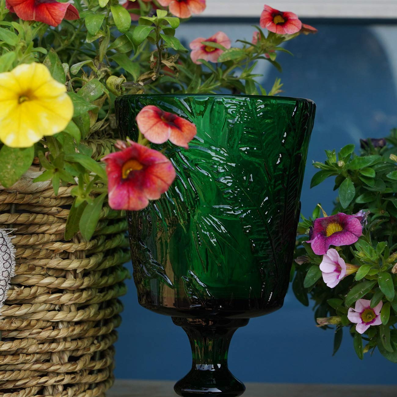 Jomop pressed green glasses add retro charm to celebrations and daily meals.