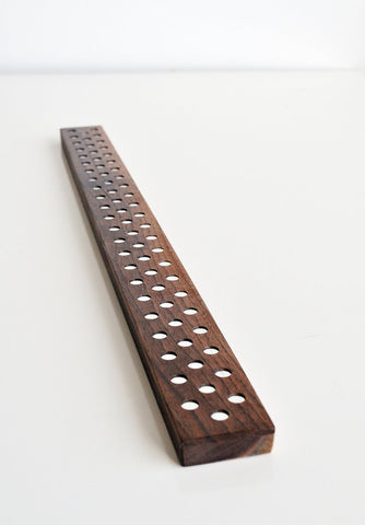 Jonathan Alden magnetic knife bar in walnut 24 inch accommodates many knives