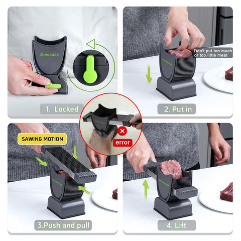 Jonscook fresh meat slicer 420 stainless steel blades deliver durable, accurate cuts.