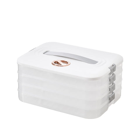Jonvin 4-layer food storage container with lids, compact and stackable for small kitchens.