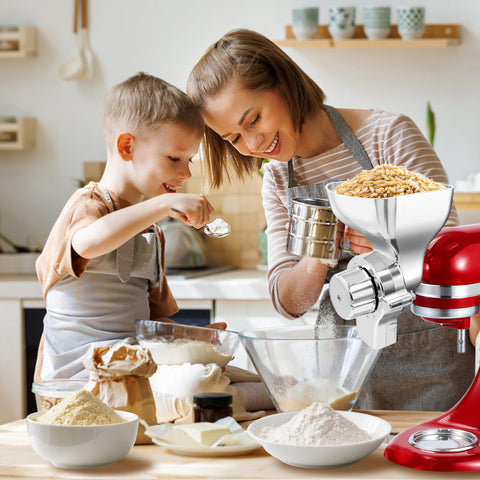 Jooke grain mill includes a cleaning brush for quick maintenance