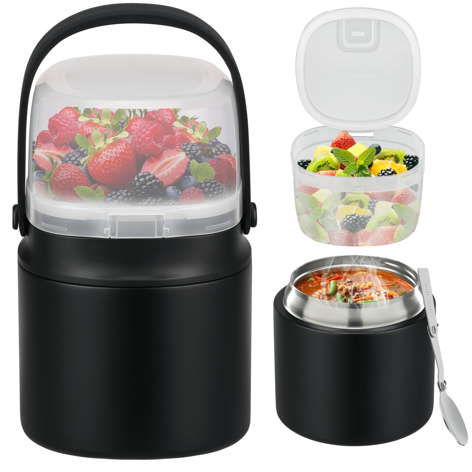 JOOPETALK 14oz soup thermos with wide mouth keeps hot meals warm on the go.