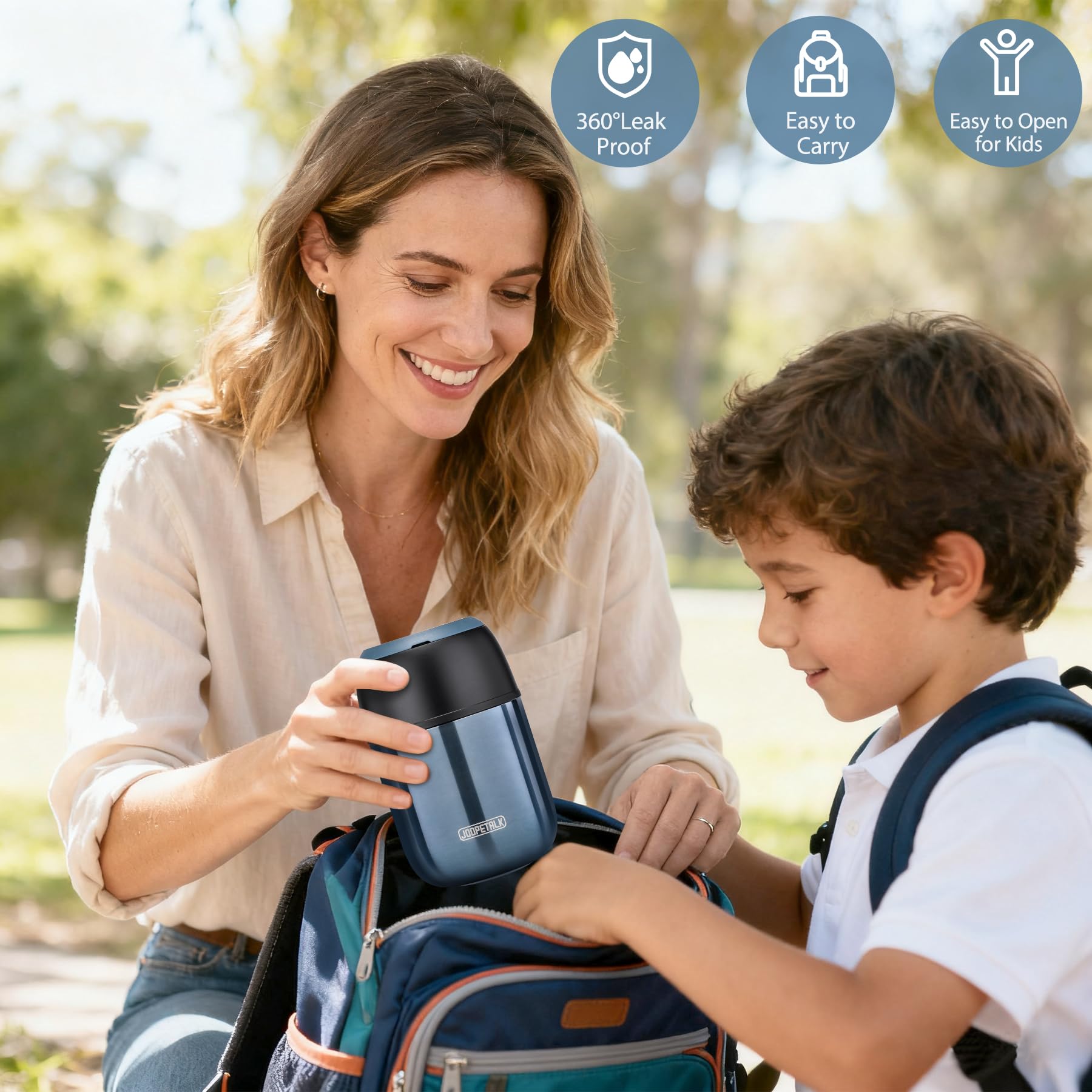 JOOPETALK blue thermos body with lid serving as bowl for meals