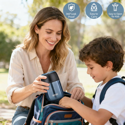 JOOPETALK blue thermos body with lid serving as bowl for meals
