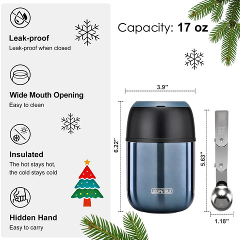 JOOPETALK 17 oz insulated lunch container with gradient blue handle highlight