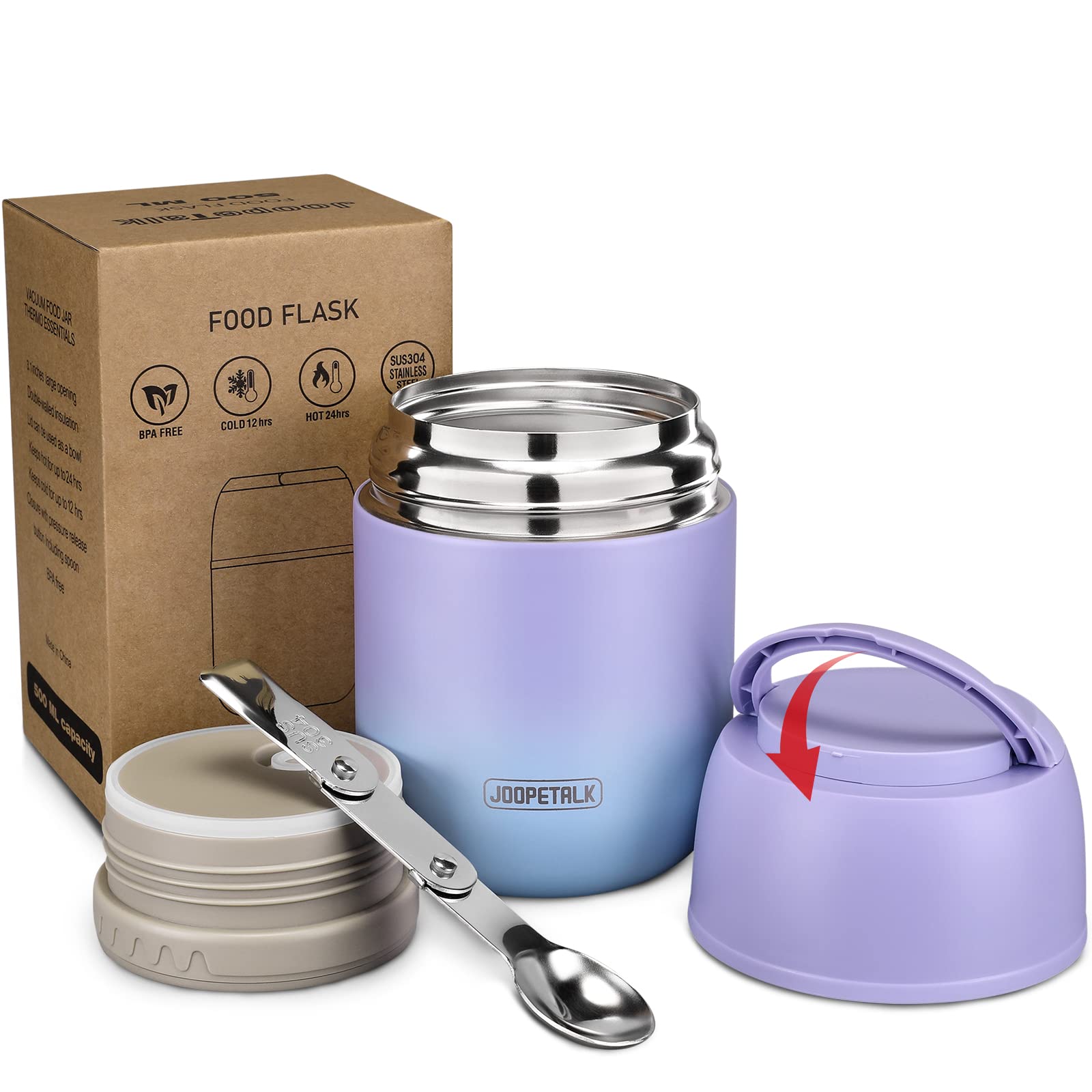 JOOPETALK 17oz insulated lunch container in gradient purple blue for on-the-go meals