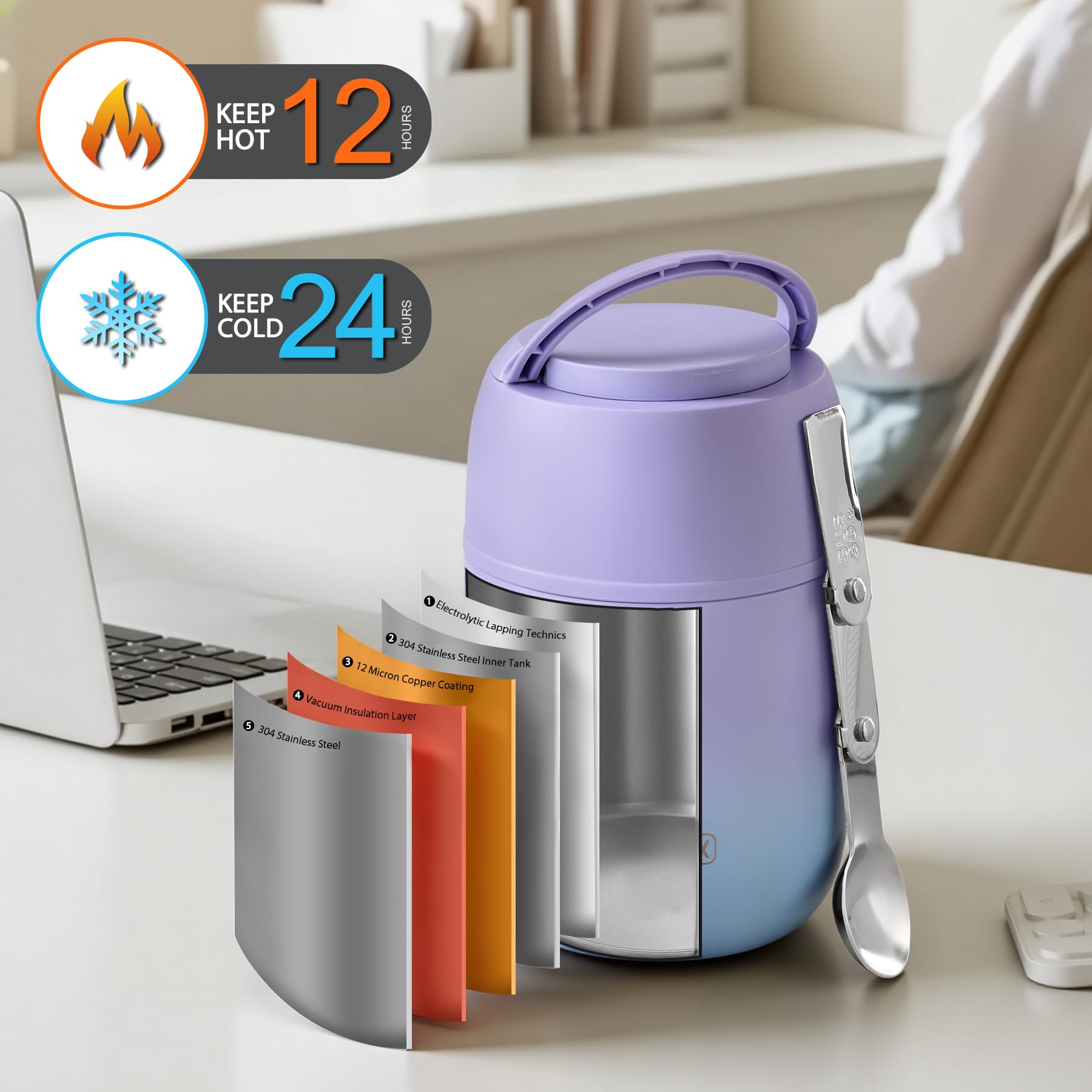 JOOPETALK double-layer leak-proof screw lid with vent valve for secure transport