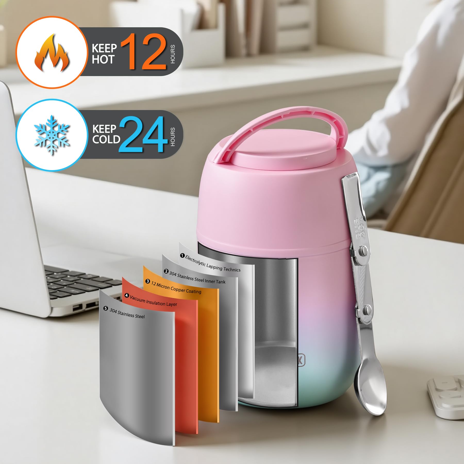 JOOPETALK double-layer stainless steel construction offers durability and heat retention