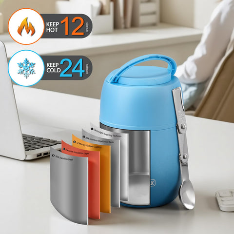 JOOPETALK inner lid folding spoon blue no extra utensils needed