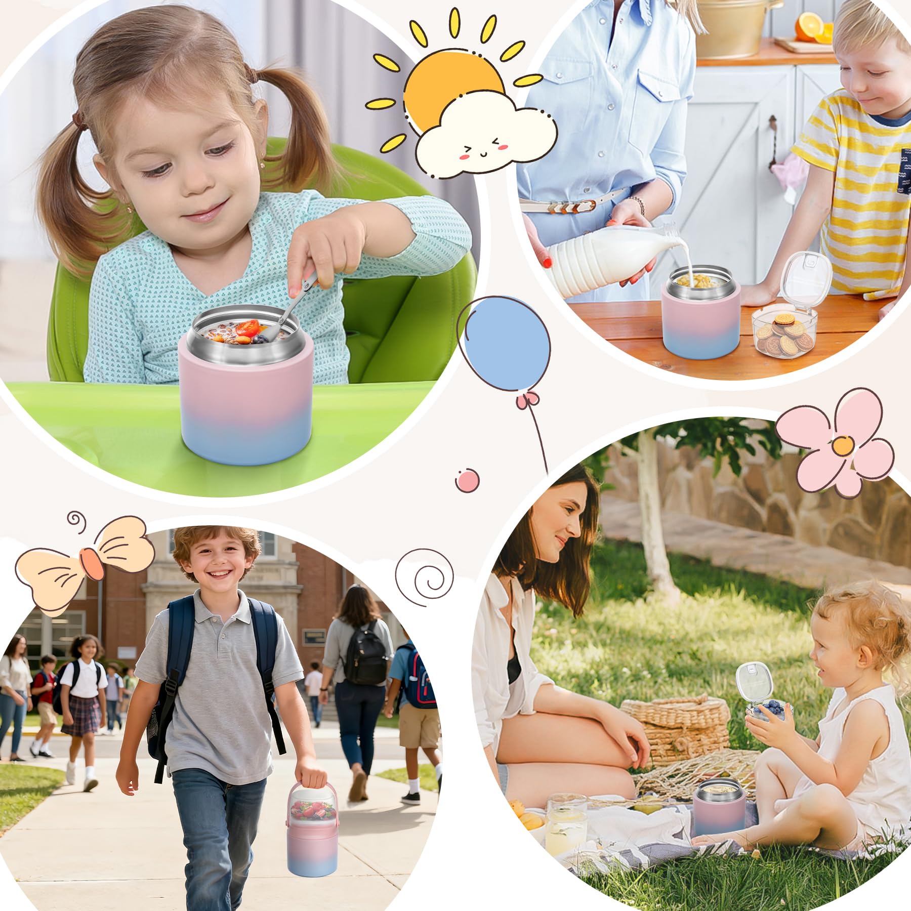 JOOPETALK insulated food jar maintains temperature for hours.