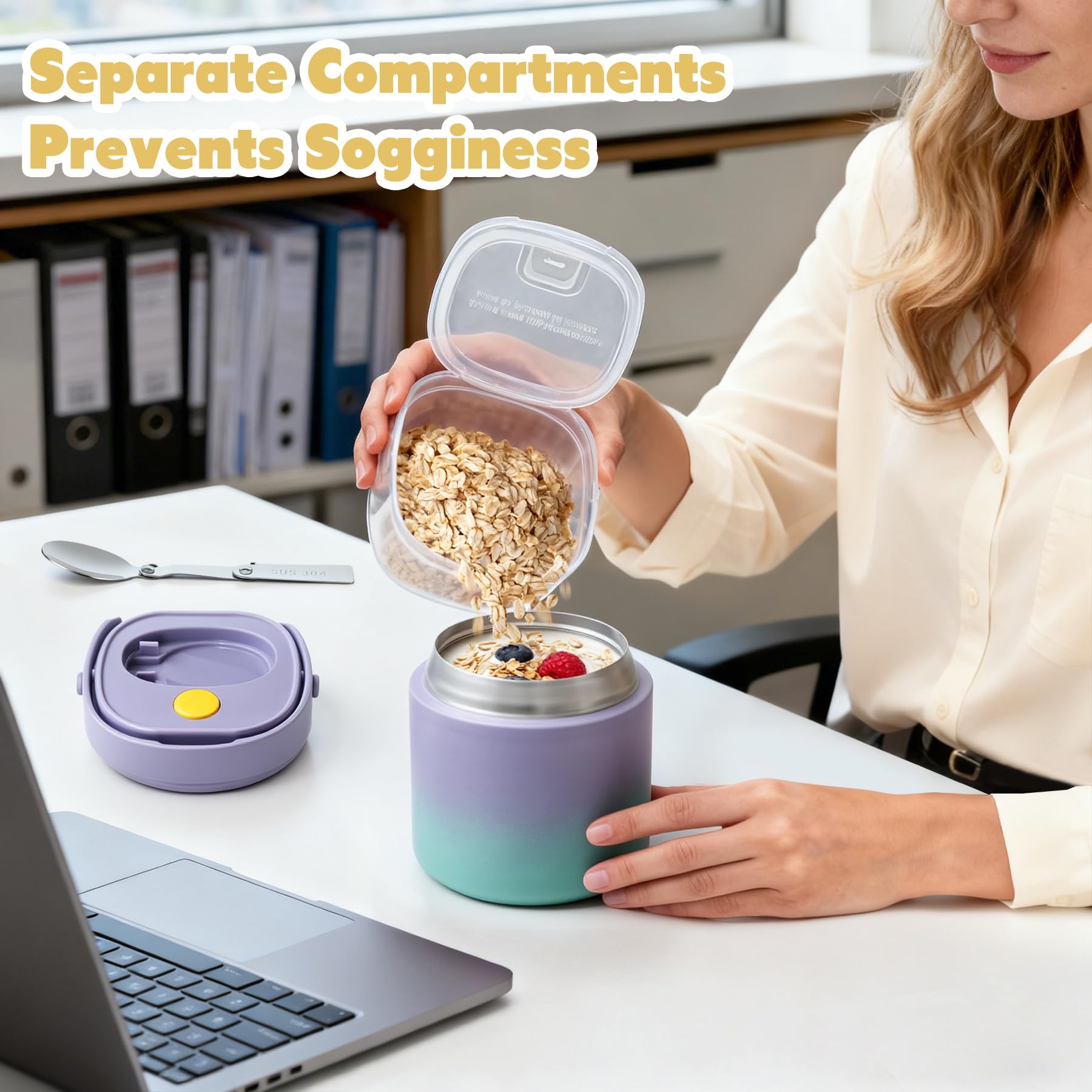 JOOPETALK 6oz snack container highlights a separate snack compartment for freshness.