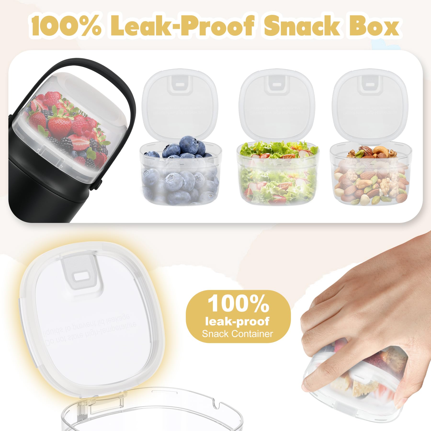 JOOPETALK 6oz snack container accompanies the thermos for easy portioned snacks.