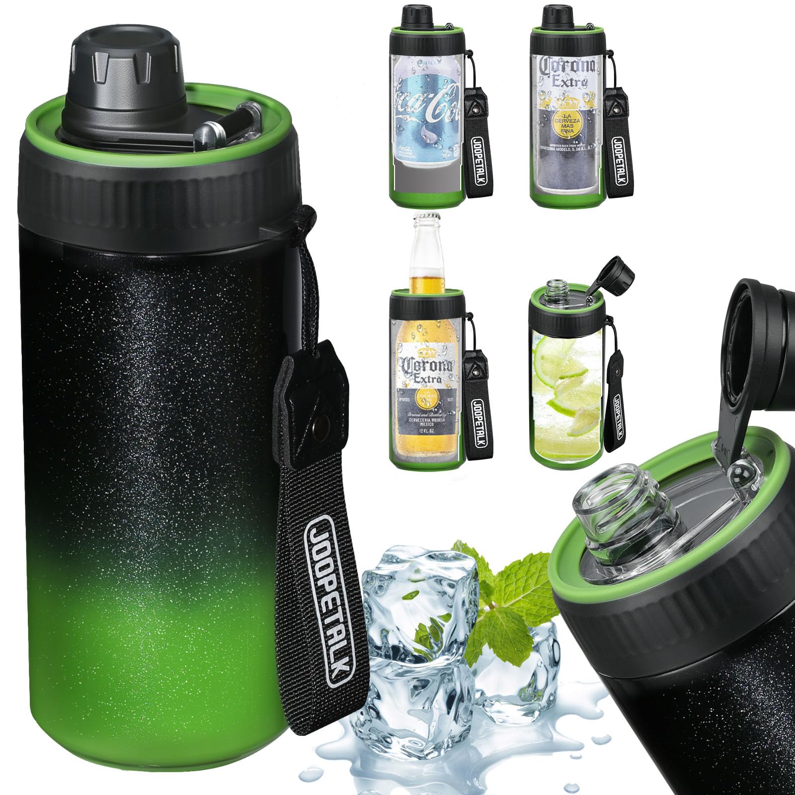JOOPETALK universal can cooler with lid keeps drinks cold and secure on the go.