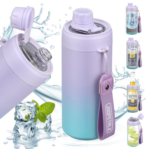 JOOPETALK universal can cooler with spout lid enables spill-free sipping on the go.