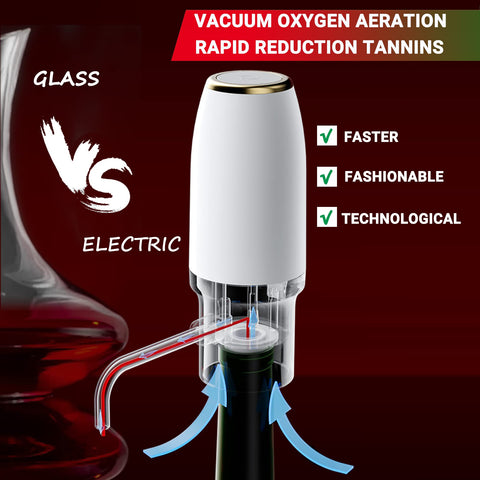 JOQINEER aerator decanter shown in action for automatic pour and smoother wine flow.