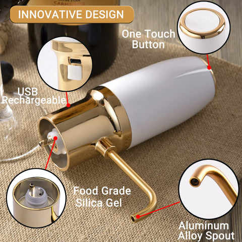 Modern design JOQINEER wine aerator complements stylish tables and casual gatherings.